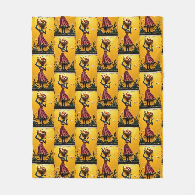 Einzigartiges afrikanisches Kunstwerk, Wohngestalt Fleecedecke (Vorderseite)