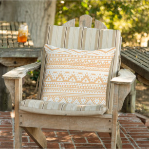 Einzigartiges Apricot Orange Ivory Aztec Tribal Ar Kissen