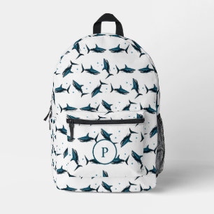 Einzigartiges Aquamarines Haimuster Bedruckter Rucksack