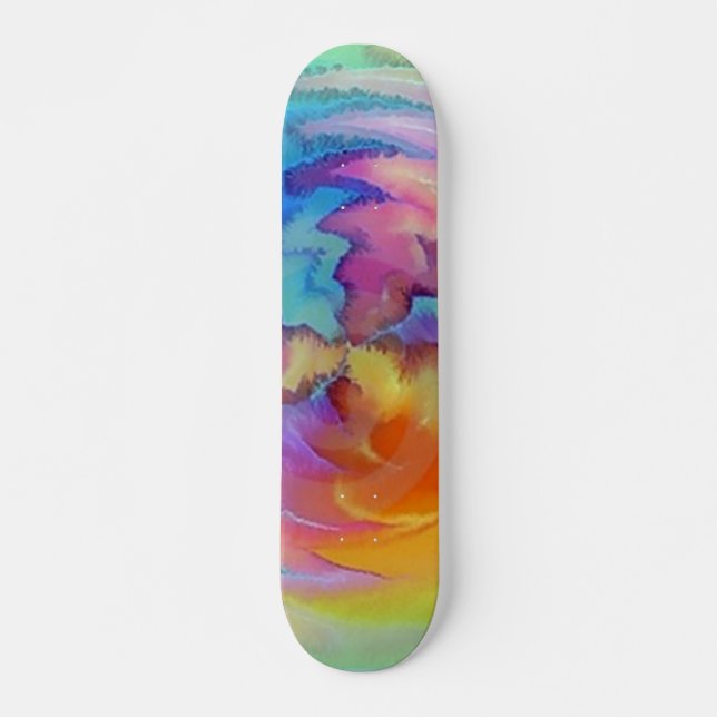 Einzigartiges Aquarell-Skateboard Skateboard (Vorne)