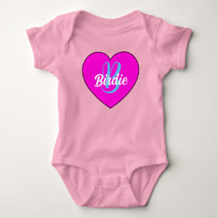 Einzigartiges Baby-Mädchen-Herz & Name - Monogramm Baby Strampler