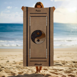 Einzigartiges Bambus-Yin-Yang-Symbol Khaki  Strandtuch