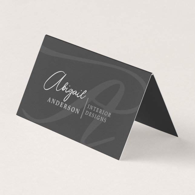 Einzigartiges Beruflich Schwarz-Weiß-Monogramm Visitenkarten (Vorderseite)