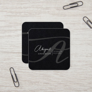 Einzigartiges Berufliches Premium Black Monogram S Quadratische Visitenkarte