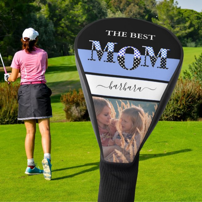 Einzigartiges Best Mama Foto Blue Black LetteringN Golf Headcover (Von Creator hochgeladen)