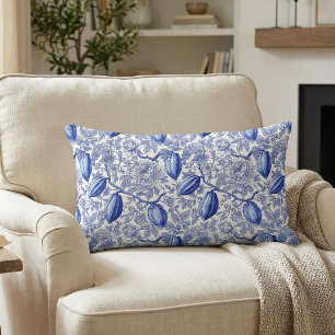 Einzigartiges blaues Toile-Kokos-Chic-Botanikmuste Lendenkissen
