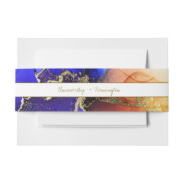 Einzigartiges Blue Orange Alcohol Ink Wedding Einladungsbanderole
