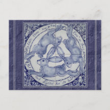 Einzigartiges Blue Three Rabbits Hares Tile Mural