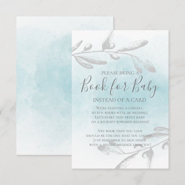 Einzigartiges BlueWatercolor Baby Shower Book for  Einladung (Vorne/Hinten)