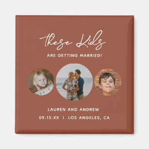 Einzigartiges Boho Terracotta Foto Hochzeit retten Magnet