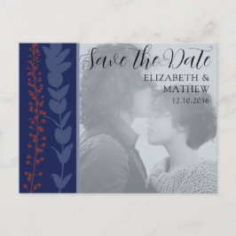 Einzigartiges botanisches Blau Save the Date Ankündigungspostkarte