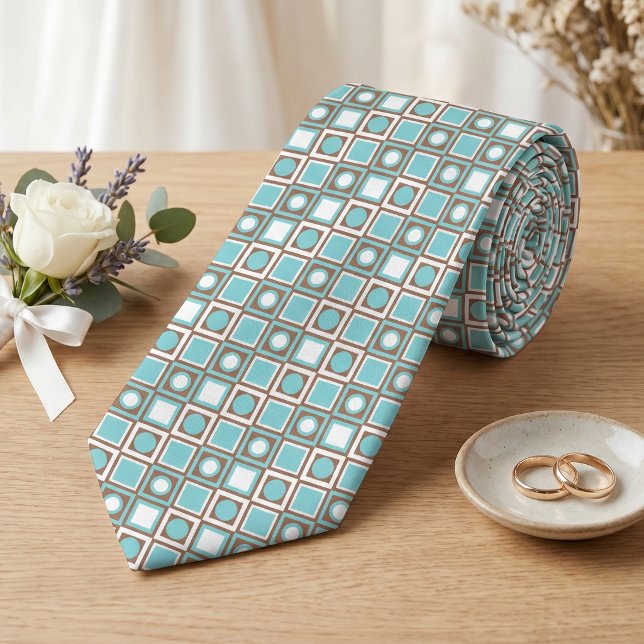 Einzigartiges Braun Türkis Aquamarin Blau Weiße Ku Krawatte (Von Creator hochgeladen)