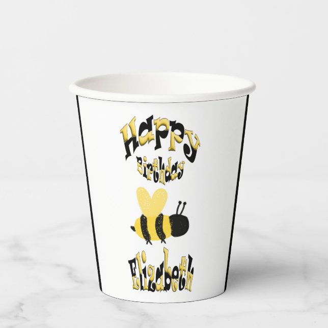 Einzigartiges Bumblebedoodle Personalisiert Zeichn Pappbecher (Vorderseite)