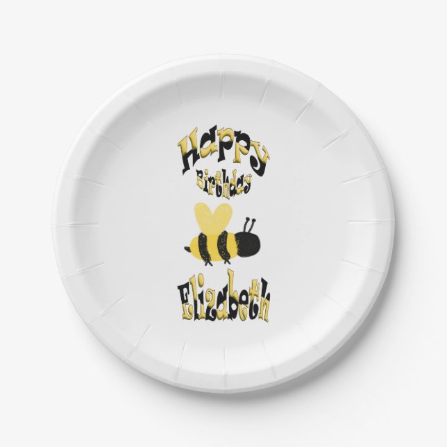 Einzigartiges Bumblebedoodle Personalisiert Zeichn Pappteller (Vorderseite)