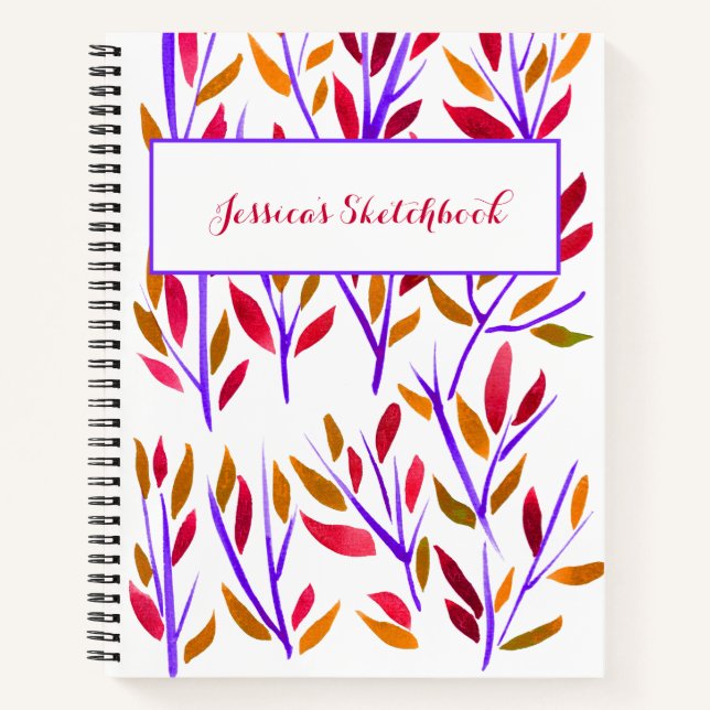 Einzigartiges CustomSketchbook Wasserfarbenfloral- Notizbuch (Vorderseite)