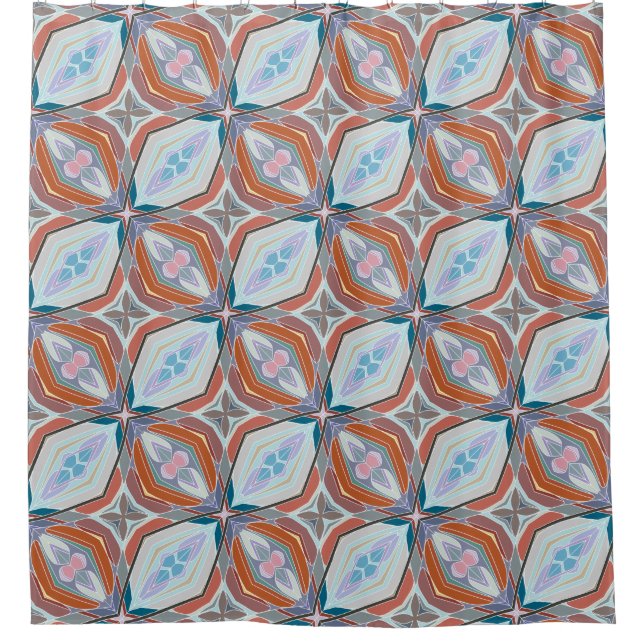 Einzigartiges Design aus Rost, Aquamarin, hellblau Duschvorhang (Vorderseite)