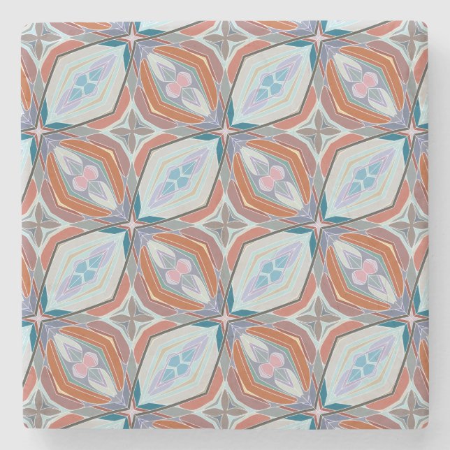 Einzigartiges Design aus Rost, Aquamarin, hellblau Steinuntersetzer (Vorderseite)