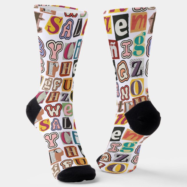 Einzigartiges Design farbig Graffiti Text Weiße Mä Socken (Gewinkelt)