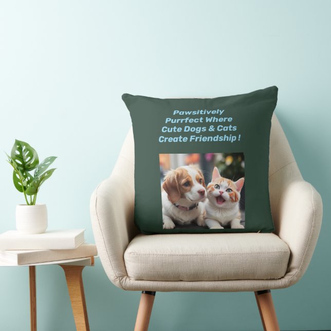 Einzigartiges Design für Puppy & Cat Freundschaft  Kissen (Stuhl )