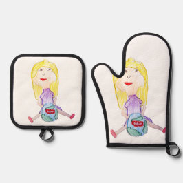 Einzigartiges Design-Schürze Ofenhandschuh & Topflappen-Set