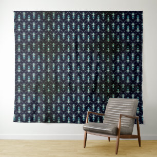 Einzigartiges Dunkel mit Teardrops von blau Wandteppich