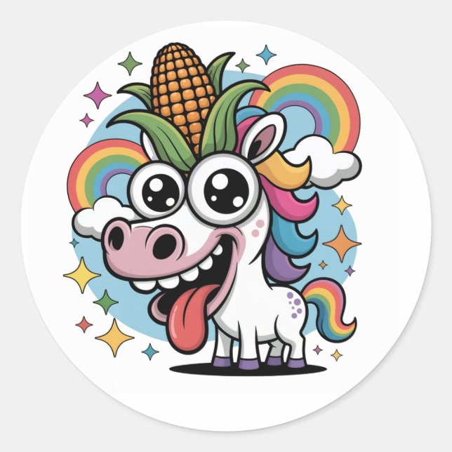 Einzigartiges Einhorn Runder Aufkleber (Vorderseite)