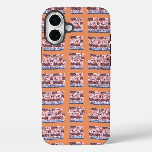 Einzigartiges, elegantes Herz-Gemustertes Kunstwer iPhone 16 Plus Hülle (Rückseite)
