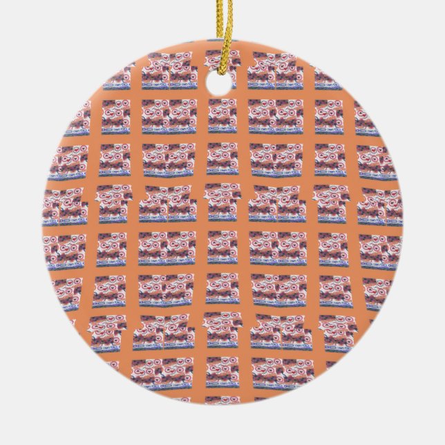 Einzigartiges, elegantes Herz-Gemustertes Kunstwer Keramik Ornament (Vorne)