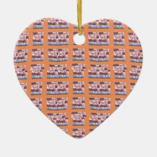 Einzigartiges, elegantes Kunstwerk mit Herz-Muster Keramik Ornament