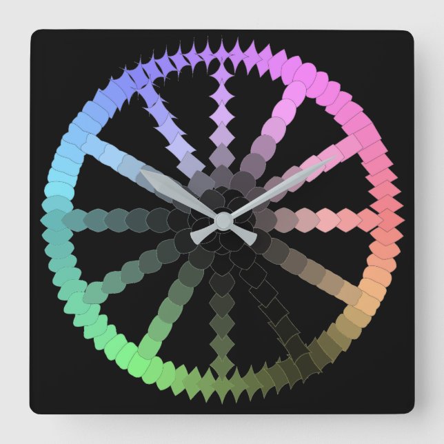 Einzigartiges Evolution-Rad mit schwarzem Hintergr Quadratische Wanduhr (Vorderseite)