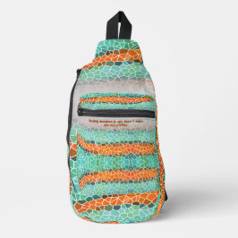 Einzigartiges farbenfrohes Dreiecksmuster & Zitate Crossbody Bag