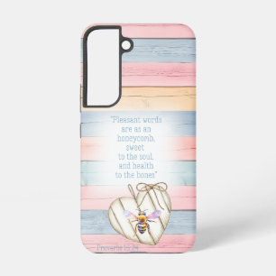 Einzigartiges Faux-Pastell-Holz-Herz-Aquarell-Bien Samsung Galaxy Hülle