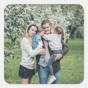 Einzigartiges Foto für die benutzerdefinierte Fami Quadratischer Aufkleber