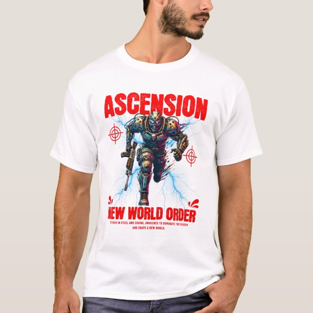 Einzigartiges futuristisches Cyber-Roboter-Soldate T-Shirt (Vorderseite)