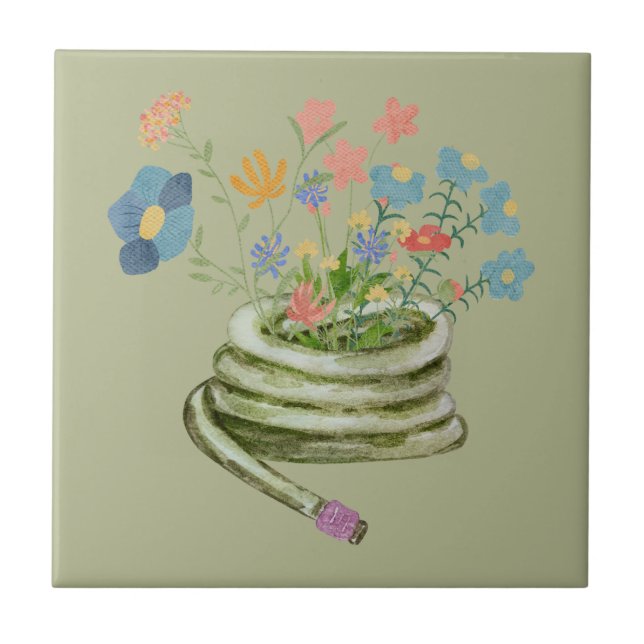 Einzigartiges Gartenbild Grün Blumengeschenk Fliese (Vorderseite)