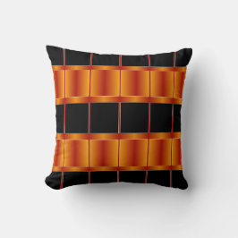 Einzigartiges geometrisches Schwarz-Golden Orange  Kissen