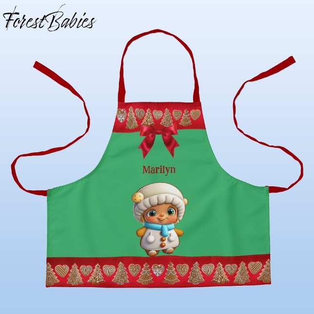 Einzigartiges Gingerbread Girl Cookie Graphic Schürze (Gingerbread Kitchen Girl Christmas 🎄Customizable ForestBabies Apron)