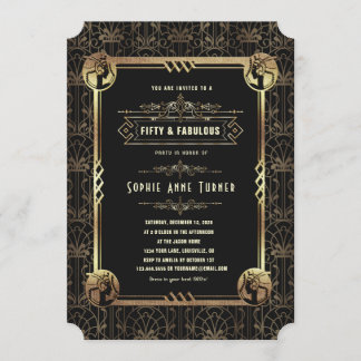 Einzigartiges Gold Black Great Gatsby 50 und fabel Einladung