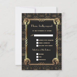 Einzigartiges Gold Black Great Gatsby Art Deco Hoc RSVP Karte