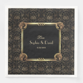 Einzigartiges Gold Black Great Gatsby Art Deco Hoc Serviette