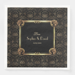 Einzigartiges Gold Black Great Gatsby Art Deco Hoc Serviette