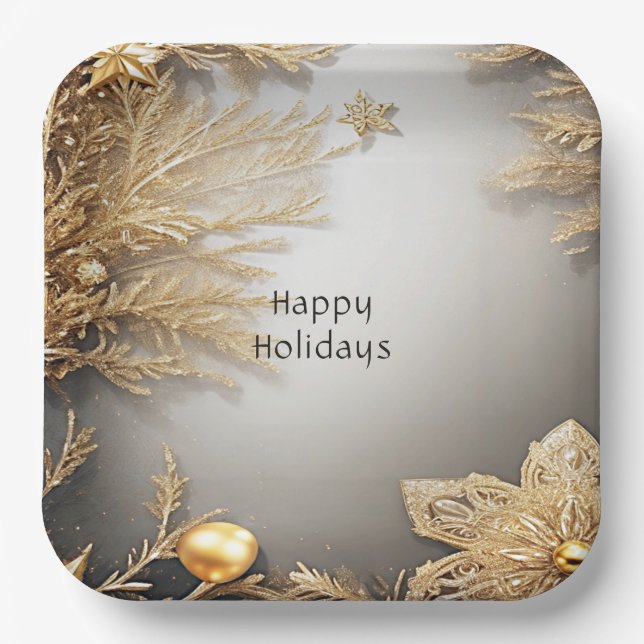 Einzigartiges Gold Decorative Holiday Paper Plate Pappteller (Vorderseite)