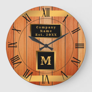 Einzigartiges Gold Luxury Wood Mit Monogramm Große Wanduhr