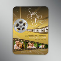 Einzigartiges Gold Movie Reel Wedding Foto Save th