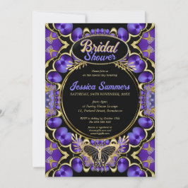 Einzigartiges Gothic Glam Lila Gold Brautparty Einladung