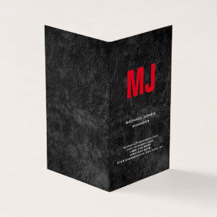 Einzigartiges, grau-rotes Monogramm Visitenkarten