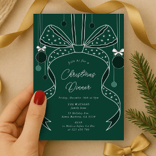 Einzigartiges Green Bow & Ribbons Elegantes Weihna Einladung