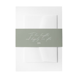Einzigartiges Grün-Liebe-Lachen-Monogramm Hochzeit Einladungsbanderole