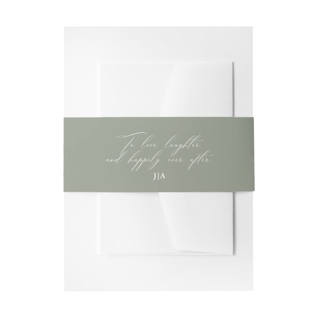 Einzigartiges Grün-Liebe-Lachen-Monogramm Hochzeit Einladungsbanderole (Vorderseite Beispiel)