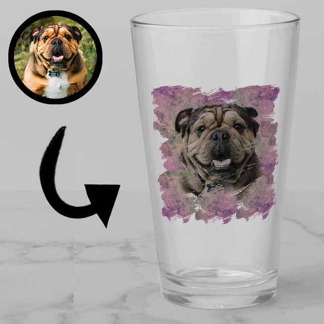 Einzigartiges Grunge Pink Lilac Bulldog Hund Lover Glas (Von Creator hochgeladen)